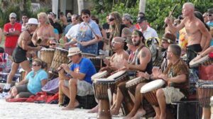 Drum circle in siesta key beach