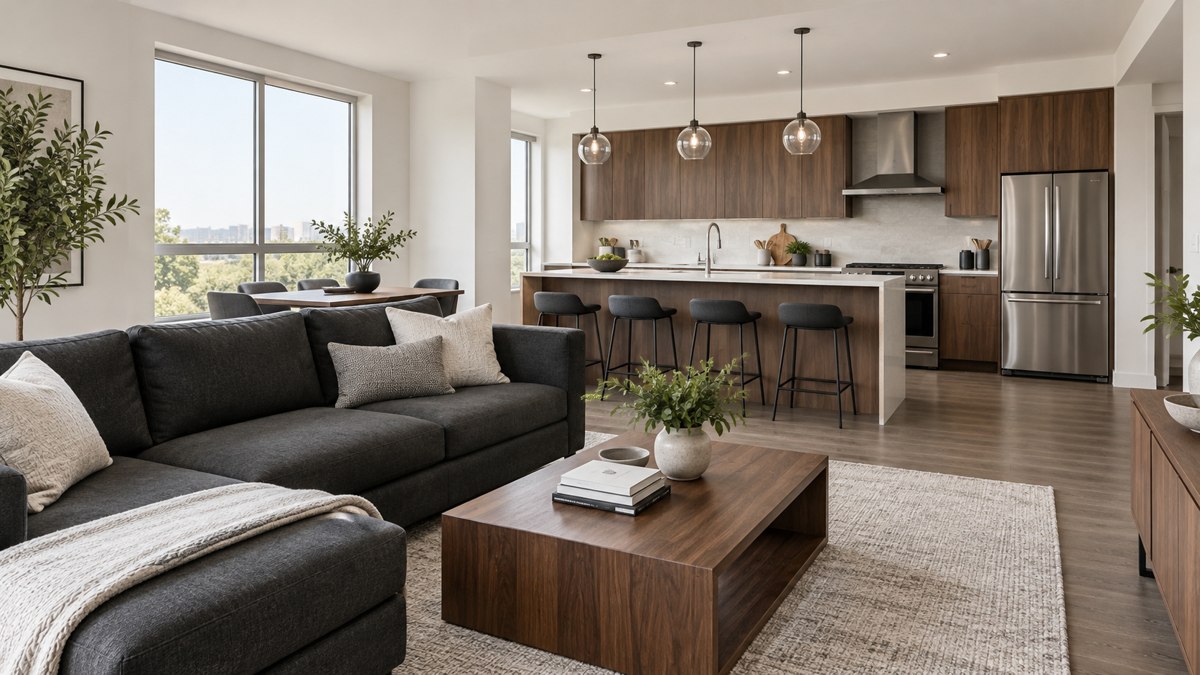 Illustrative Comfort Collection apartment with neutral furnishings