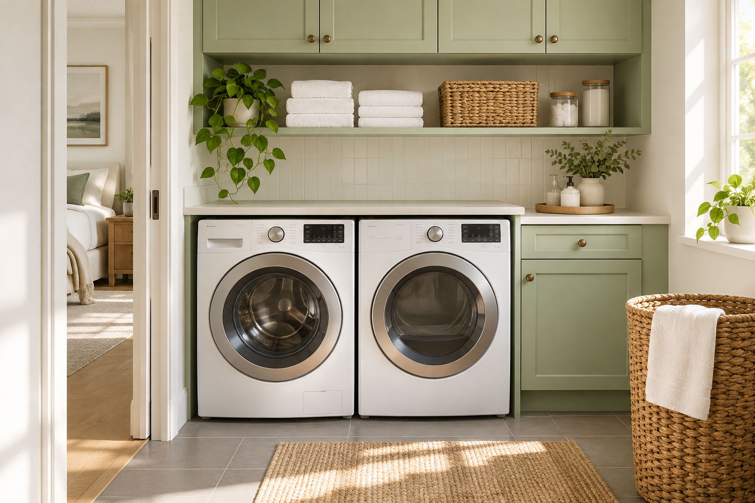 Illustration of an in-apartment washer and dryer