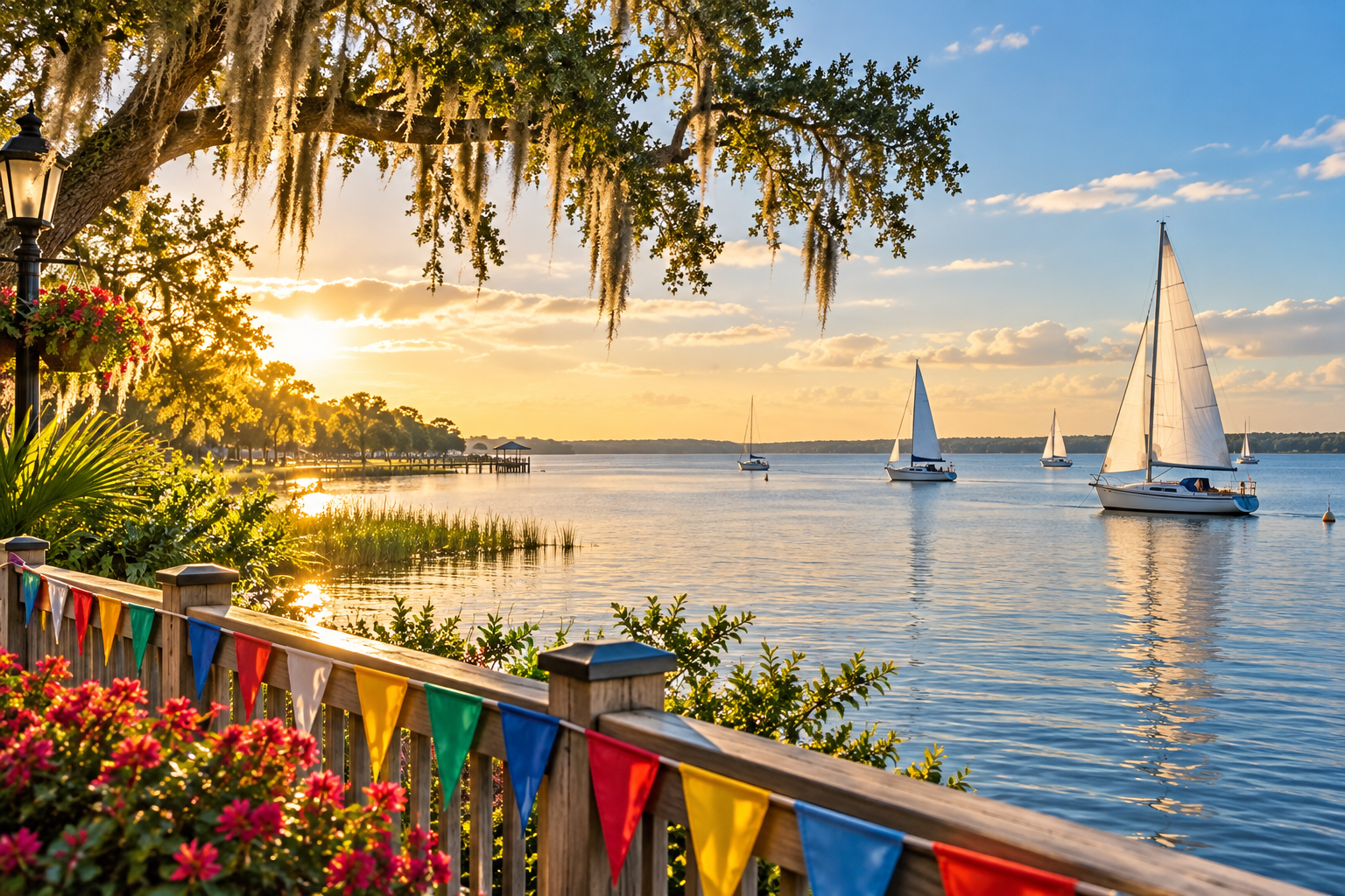 Illustration of sailboats on a Florida lake